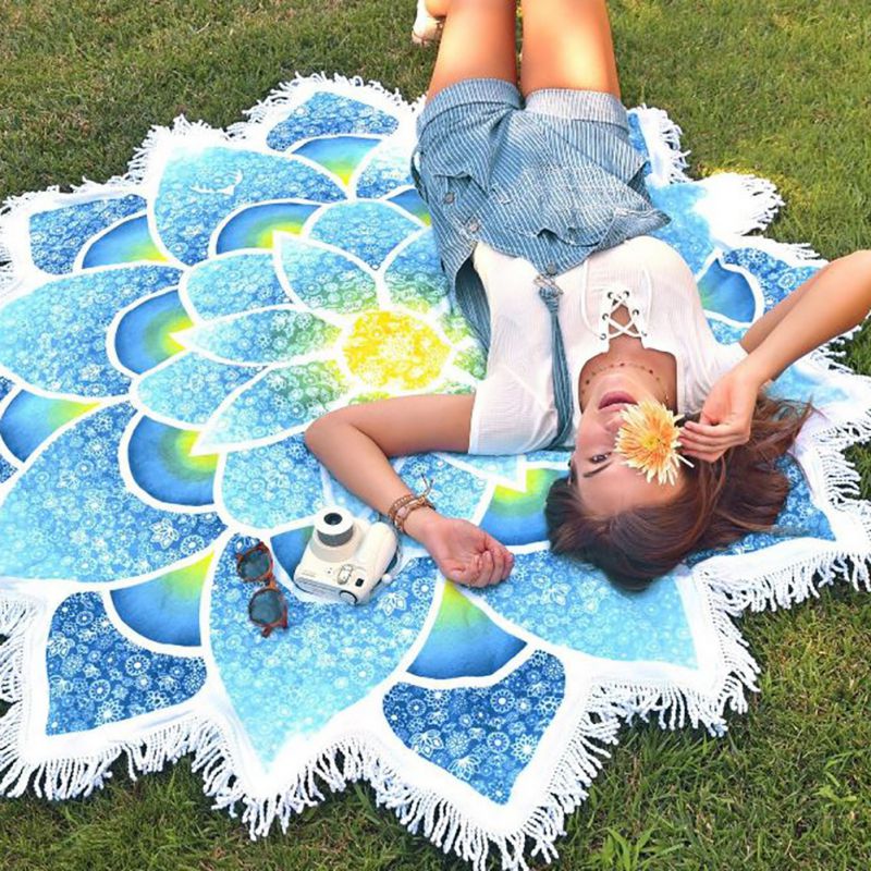 Boho Tapestry Beach Throw Towel Mandala Round Indian Hippie Picnic